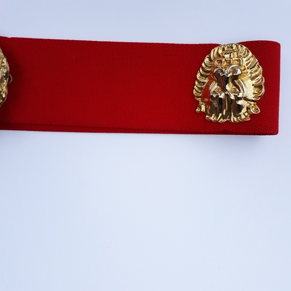 Vintage Red Belt with Golden Lion Heads main image 6